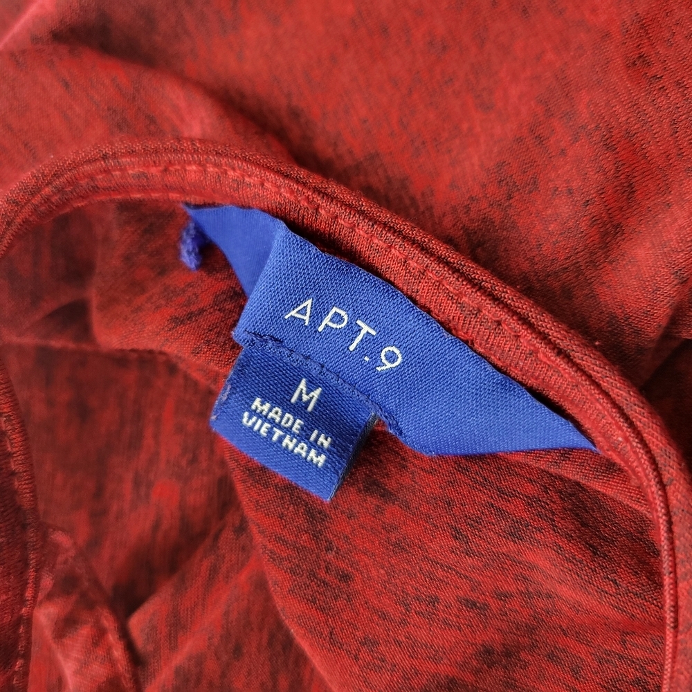 Apt 9 Women's Top Red with 3/4 Sleeves Size M Lattice Back Cutout - Picture 3 of 9